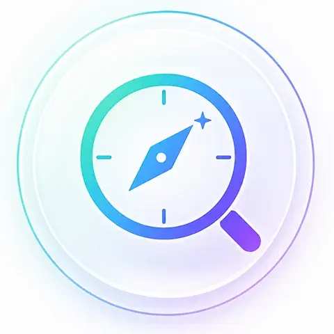 Compass and magnifier icon for SEO and paid ads
