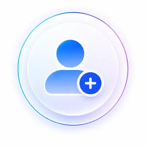 Person with plus icon for lead capture