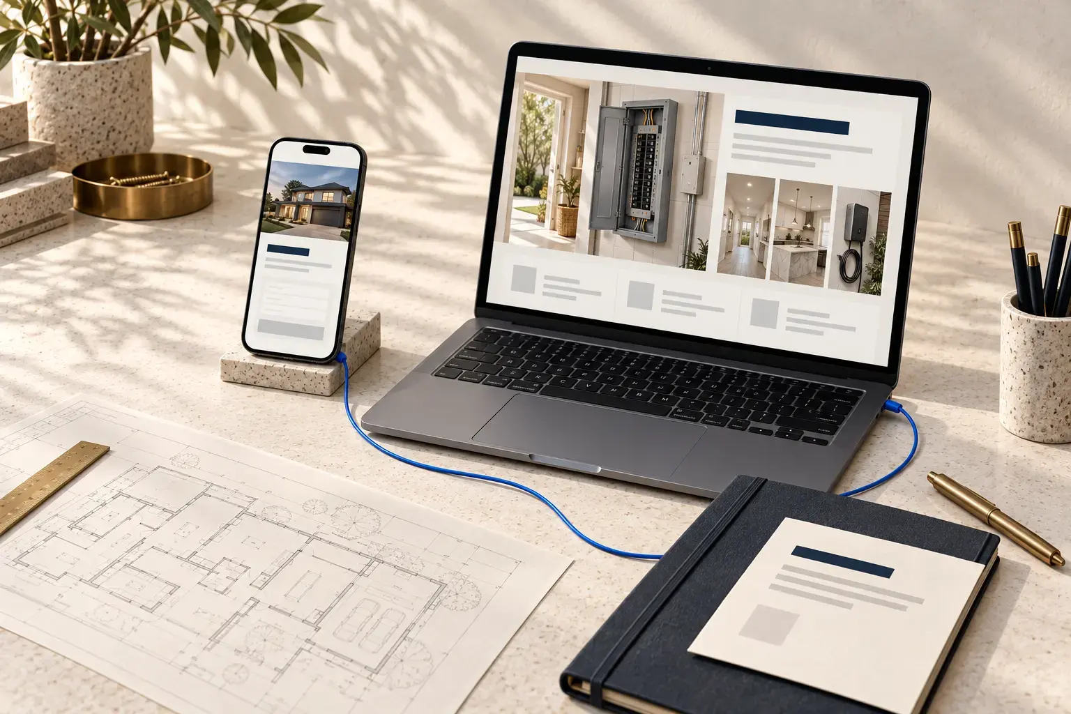 Illustrative electrical contractors website and content workflow: Add growth only where the foundation supports it.