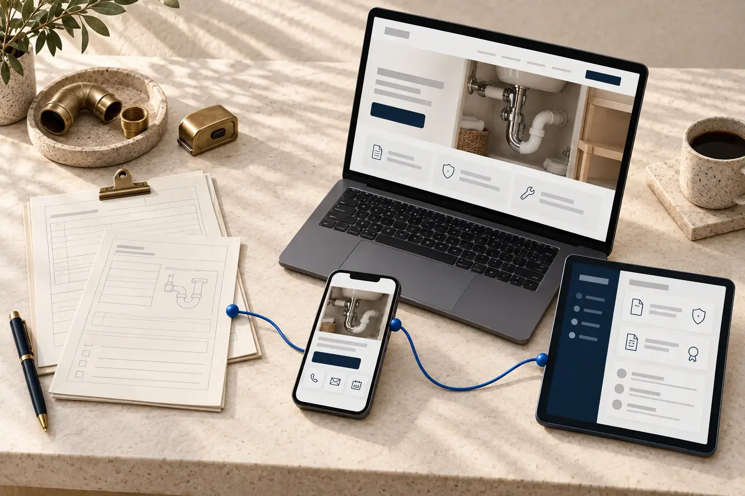 Illustrative plumbing companies website and content workflow: Give a new plumbing company a credible first page.