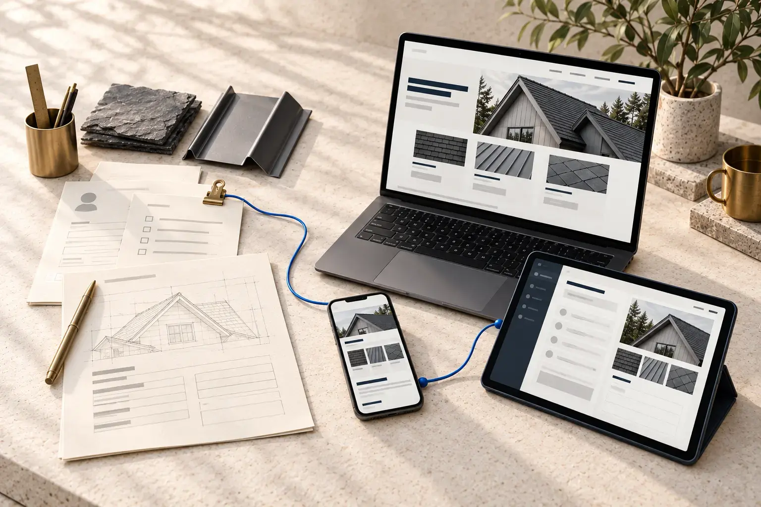 Illustrative roofing contractors website and content workflow: Build a roofing website customers can use.