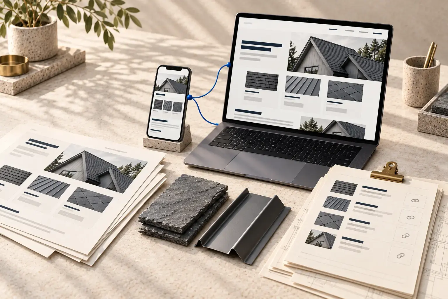 Illustrative roofing contractors website and content workflow: Keep the pages that already bring estimates.