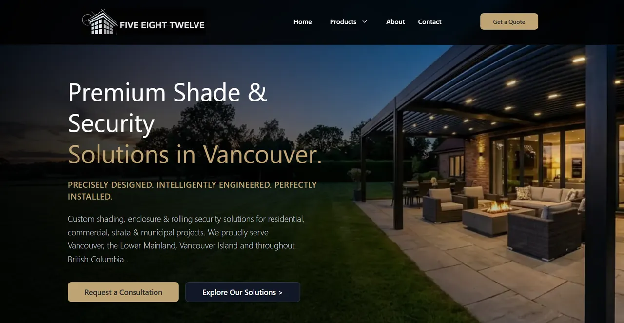 Fiveeighttwelve website — homepage screenshot